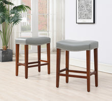 Load image into Gallery viewer, Grey Leather Barstool 2 pcs Set
