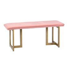 Load image into Gallery viewer, Upholstered Velvet Bench 44.5&quot; W x 15&quot; D x 18.5&quot; H,Golden Powder Coating Legs Set of 1- pink
