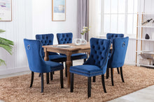 Load image into Gallery viewer, A&amp;A Furniture,Nikki Collection Modern, High-end Tufted Solid Wood Contemporary Velvet Upholstered Dining Chair with Wood Legs  Nailhead Trim 2-Pcs Set, Blue
