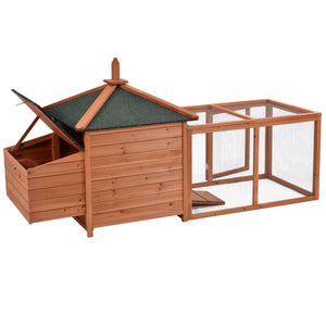 TOPMAX 78" Large Outdoor Wooden Chicken Coop Poultry Cage Rabbit Hutch Small Animal House with Removable Tray and Ramp for 3 Chickens, Natural Color
