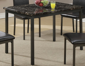 Dining Room Furniture 5pc Dining Set Table And 4x Chairs Faux Marble Top table Black Faux Leather Chairs