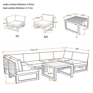 Outdoor sofa 6 pieces+coffee table