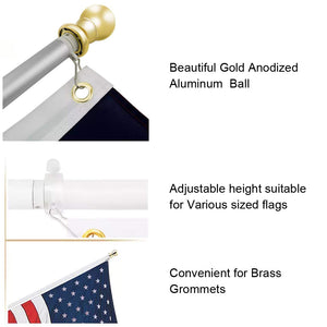 6FT Flag Pole kit, Aluminum Flag Pole Bracket Tangle Free Spinning Flagpole Hardware with Bracket for USA American Flags