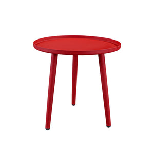 Outdoor Coffee Side Table Aluminum End Table Rust-Resistant 3 Legged Modern Small Table for Living Room Bedroom Patio Garden (Red)