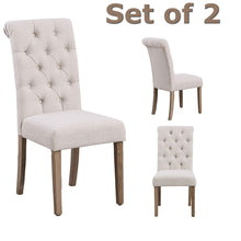 Load image into Gallery viewer, SET OF 2 High Back Tufted Parsons Upholstered Padded Dining Room Chairs Side Solid Wood-Accent
