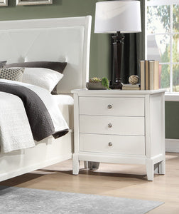 Transitional Antique White Finish Nightstand Drawers Birch Veneer Nickel Hardware Bed Side Table Bedroom Furniture