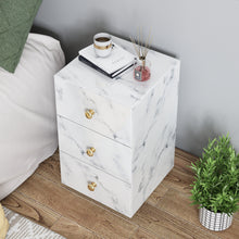 Load image into Gallery viewer, Tempered glass marble texture bedside table
