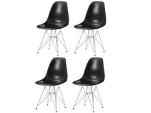 Load image into Gallery viewer, Eiffel Chrome Wire Legs Dining Side Chair Black DSR Set of 4

