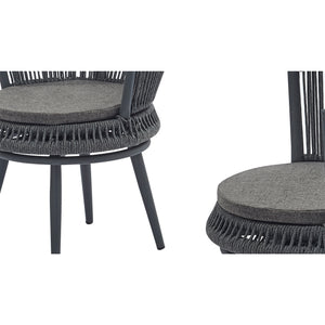 Modern outdoor table and chair woven-belt rope wicker hand-make weaving furniture Swivel Rope Chair 3PCS Rattan Chair