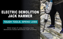 Load image into Gallery viewer, 1700W 1900 BPM Electric Demolition Jack Hammer 1-1/8 Inch SDS-Hex Heavy Duty Concrete Pavement Breaker Drills Kit
