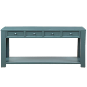 TREXM Console Table for Entryway Hallway Sofa Table with Storage Drawers and Bottom Shelf (Dark Blue)