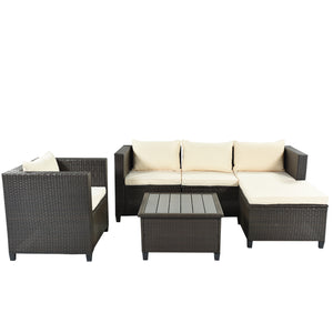 U_STYLE Outdoor, Patio Furniture Sets, 5 Piece Conversation Set Wicker Rattan Sectional Sofa with Seat Cushions