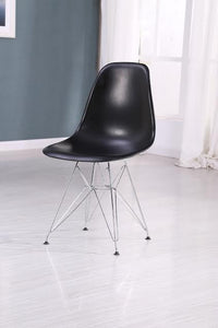 Eiffel Chrome Wire Legs Dining Side Chair Black DSR Set of 2