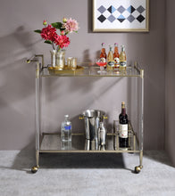 Load image into Gallery viewer, ACME Cirro Serving Cart in Antique Mirror &amp; Wire Brass AC00160
