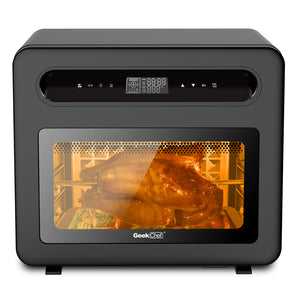 Geek Chef Steam Air Fryer Toast Oven Combo , 26 QT Steam Convection Oven Countertop , 50 Cooking Presets, with 6 Slice Toast, 12" Pizza, Black Stainless Steel. Prohibited from listing on Amazon