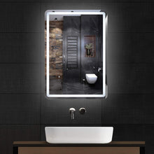 Load image into Gallery viewer, Simple Deluxe 36 x 28 Inch Large Wall Anti-Fog Dimmable LED Bathroom Vanity Makeup Mirror with White/Warm Light（Horizontal/Vertical）, Transparent
