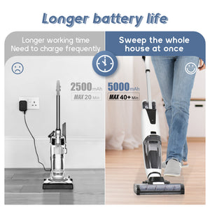 [VIDEO] Wireless Wet and Dry Vacuum Cleaner, 3-in-1 Floor Cleaner with Two Tank System, 5000 mAh, Self-Cleaning System, LED