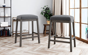 TOPMAX Farmhouse Rustic 2-piece Counter Height Wood Kitchen Dining Stools for Small Places, Gray