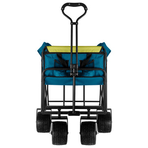 Wagon Garden Shopping Beach Cart with Seat Belt and Big Wheels - Blue Fabric (Fedex Pickup Only)