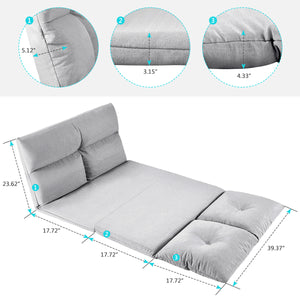 Fabric Folding Chaise Lounge Floor Sofa(Gray)