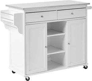 ACME Tullarick Kitchen Cart, Stainless Steel & White 98307