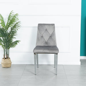Modern luxury home furniture dinning room chairs chrome legs Dark Grey velvet fabric dining chairs(Set of 2)