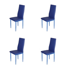 Load image into Gallery viewer, Retro style dining chair hotel dining chair conference chair outdoor activity chair pu leather high elastic fireproof sponge dining chair four-piece set（blue)
