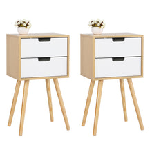 Load image into Gallery viewer, Set of 2 Bedroom Storage Nightstand Shelf with 2 Drawers - Wood
