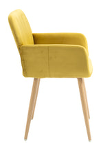 Load image into Gallery viewer, Velet Upholstered Side Dining Chair with Metal Leg(Yellow velet+Beech Wooden Printing Leg),KD backrest
