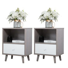 Load image into Gallery viewer, Nightstand Set of 2, Bedside Table with One Drawer and Storage Compartment - Gray
