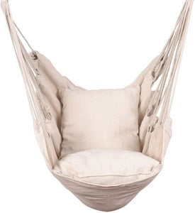 Hammocks Hanging Rope Hammock Chair Swing Seat with Two Seat Cushions and Carrying Bag, Weight Capacity 300 Lbs, Natural