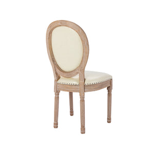 HengMing Upholstered  French Dining  Chair with rubber legs PU leather,Set of 2, Beige