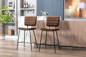 Bar Stools with Back and Footrest Counter Height Dining Chairs Set of 2
