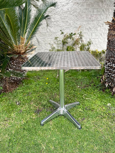 BTExpert Indoor Outdoor 27.5" square Restaurant Table for Patio Stainless Steel Silver Aluminum Furniture with base Set of 2