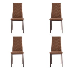 Retro style dining chair hotel dining chair conference chair outdoor activity chair pu leather high elastic fireproof sponge dining chair four-piece set(coffee)