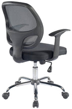 Load image into Gallery viewer, Ergonomic Mid back Office Chair Chrome base, Lumbar Arm Black padded Mesh Chair
