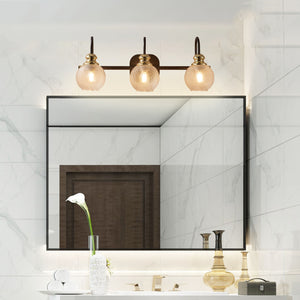 3 Light Modern Bathroom Vanity Light Fixture, Black Vanity Lights Fixture,Wall Sconces with Clear Glass Shades for Indoor Hallway Living Room Bathroom Over Mirror