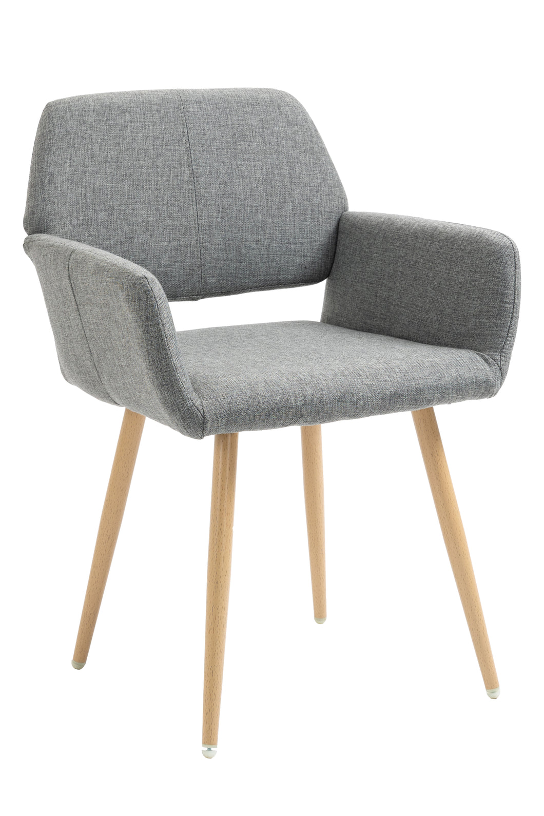 Fabric Upholstered Side Dining Chair with Metal Leg(Gray fabric+Beech Wooden Printing Leg),KD backrest