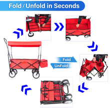 Load image into Gallery viewer, Garden Shopping Beach Cart folding wagon（red）
