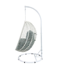 Load image into Gallery viewer, ACME Simona Patio Swing Chair with Stand in Green Fabric &amp; White Wicker 45032
