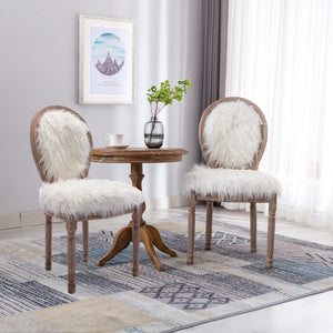 HengMing Faux Fur  French Dining  Chair with rubber legs,Set of 2