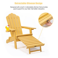 Load image into Gallery viewer, TALE Folding Adirondack Chair with Pullout Ottoman with Cup Holder, Oversized, Poly Lumber,  for Patio Deck Garden, Backyard Furniture, Easy to Install,YELLOW. Banned from selling on Amazon
