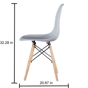 Light Gray simple fashion leisure plastic chair environmental protection PP material thickened seat surface solid wood leg dressing stool restaurant outdoor cafe chair set of 1