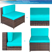 Load image into Gallery viewer, TOPMAX Patio Furniture Set PE Rattan Sectional Garden Furniture Corner Sofa Set (7 Pieces, Blue)
