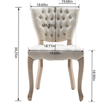 Load image into Gallery viewer, Hengming  French Vintage Tufted Button Performance Fabric Dining Chair( Set of 2) ,Beige
