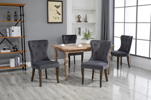 TOPMAX Dining Chair Tufted Armless Chair Upholstered Accent Chair, Set of 4 (Grey)