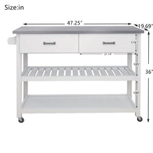 Load image into Gallery viewer, Stainless Steel Table Top White Kicthen Cart With Two Drawers
