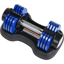 Load image into Gallery viewer, Adjustable Dumbbell 25 lbs with Fast Automatic Adjustable and Weight Plate for Body Workout Home Gym, blue, Note: Single
