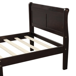 Wood Platform Bed Twin Bed Frame Mattress Foundation Sleigh Bed with Headboard/Footboard/Wood Slat Support