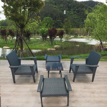Load image into Gallery viewer, Patio Furniture Outdoor Chair And Ottoman 5 Pieces Rattan Seating Group with Cushions

